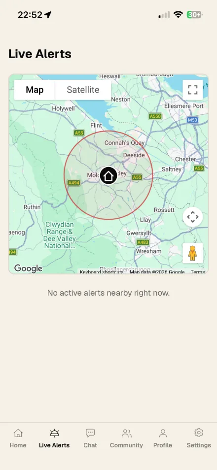 A map of alerts near you